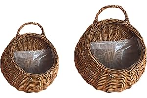 Operitacx 2pièces Panier Mural à Fleurs Rotin Tressé Lot de Paniers Suspendus pour Décoration Intérieure Élégante Et Pratique