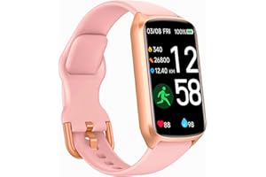Amzhero Smartwatch für Damen,1,8''Fitnessuhr mit 100 Sportmodi,bluetooth Telefonfunktion,Benachrichtigung,SpO2,Herzfrequenzmonitor,Schlafmonitor,Lange Akkulaufzeit,Wasserdicht,für iOS Android,Rosegold