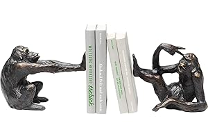 Kare Design Buchstütze Monkey 2er Set Schwarz, Deko Objekt, Affenmotiv, Accessoire, Wohnzimmer, Deko für Regale oder Sideboards, Deko Skulptur, Dekoration, 17x20x10 cm (H/B/T)