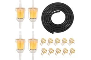 AOROPS Kit de Manguera De Gasolina, 4 6mm Filtro de Gasolina 2m Manguera de Gasolina 10 Abrazaderas de Manguera, Filtro de Combustible de Gasolina en LíNea Kit De Filtro de Combustible para Coche Moto