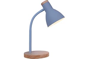 BEL AIR HOME - Lampe de Bureau ARGOS | Design avec Bois | Idéale pour Bureau et Chambre | Nécessite 1 Ampoule E-27 (AMPOULE NON INCLUSE) (BLEU)