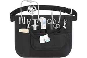 DTYGUIXE Riñonera de Enfermería Negra, Bolso Organizador de Enfermera Ajustable con Muchos Bolsillos Riñonera para Enfermera de Tela Oxford 900D Impermeable y Secada Rápida