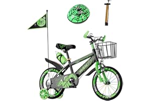 ‎HABIB GRUPPE Habib Gruppe Kinderfahrrad Jungenfahrrad 12 14 16 Zoll ab 3 Jahre – mit LED Stützrädern, Korb, Klingel & GRATIS Helm & Pumpe, Vorderradbremse