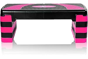 MAXSTRENGTH Fitness Stepper for Exercise Workout 5 Height Level Adjustable 10cm 15cm 20cm 25cm 30cm Non-Slip Step Platform for Aerobic Exercise Aerobic Stepper Yoga Routines Training