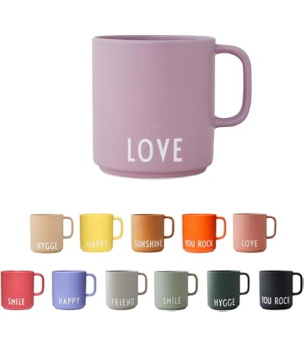 Design Letters Koffiemok porselein geel HAPPY | Decoratieve koffiemok | Gepersonaliseerde geschenken, huwelijkscadeau | mooie mokken | Mok met spreuk | Mok Lieblingsmensch 250 ml