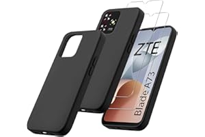 MIBZOR 3 in 1 Schwarz Hülle Kompatibel mit ZTE Blade A73 4G (6.6"), 1 Handyhülle und 2 Stück Schutzglas Panzerglas, Black Schutzhülle Weich Silikon Flexibel TPU Tasche Case