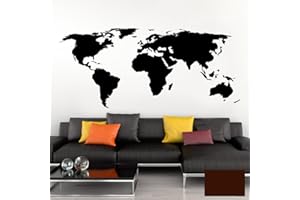 Grandora Wandtattoo Weltkarte Erde Globus Karte I braun 150 x 65 cm I Welt Atlas Schlafzimmer Wohnzimmer Wandsticker Wandaufkleber W698