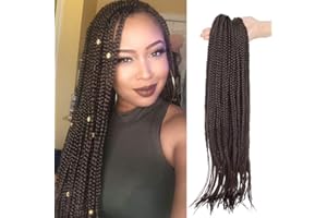 Silk-co 60cm Extension Treccine Africane di Capelli Intrecciati Lunghi Braiding Hair Extension Capelli Colorati a Trecce Braids-Marrone Scuro