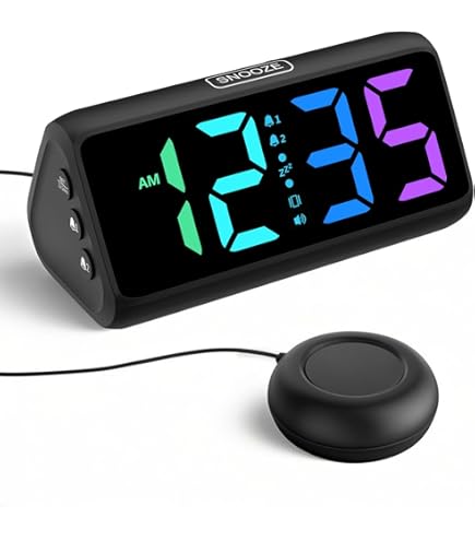ANJANK Zeer Luide Wekker met Kabelloze Trillingen, Dedschudder Voor Gehoorlozen/Gehoorbeschadigde/Diepslaapers, Dubbel Alarm, Dimmer, Batterij Back-up, USB-lader, Grote Digitale LED-Weergave
