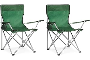 IntimaTe WM Heart Chaise de Camping, Lot 2 Portable Léger Pliable Chaises de Pêche de Jardin Extérieure, pour Plage, Camping, Voyage, Pêche, Barbecue (Vert)