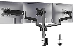 WALI Soporte para Tres Monitor para Pantalla para Pantallas de hasta 27 Pulgadas, Soporte de Monitor de Resorte de Gas con Inclinación, Giro y Rotación, VESA 75 x 75/100 x 100 mm(GSDM003), Negro