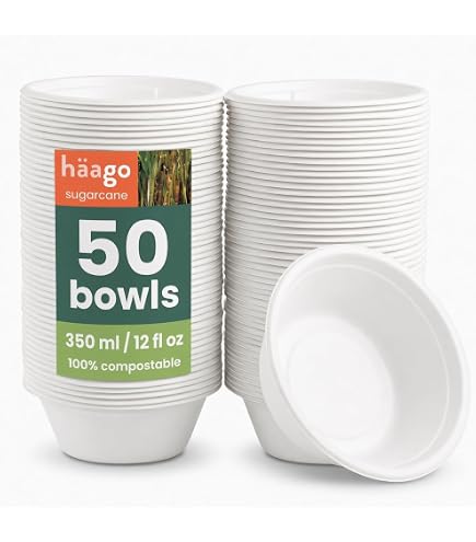 wisefood Ciotola piccola in foglia di palma, 25 piatti usa e getta, diametro 14 cm, stoviglie in foglia di palma biodegradabili, ideali come piatti fondi, piatti per insalata o per pasta, 200
