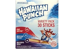 HAWAIIAN PUNCH Hawiian Punch Powdered Drink Singles Variety Pack- Fruit Juicy Red, Berry Blue Typhoon, Wild Purple Smash (30 Sticks)