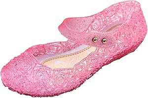 YouKD Girl's Princess Cosplay Shoes Dress Up Shoes Crystal Sandals Jelly Shoes for Halloween Carnival Birthday Party Fits Kids 2-13 Years