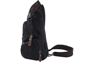 Naudamp Bolso Bandolera para Hombre Carga USB, Bolsos Cruzados Informal para el Pecho, Mochilas Pequeñas de Lona para de Viaje, Senderismo, Estudio, Ciclismo