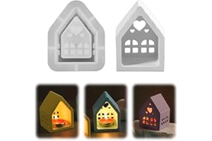 JOAAZAR Silikonformen Gießformen Häuser, 3D Silikonform Haus Silikonform Kerzenhalter Silikonform Weihnachten Gießformen Silikon Gießform Haus Gips Zum Gießen Giessformen Silikon Gießform Kerzenhalter