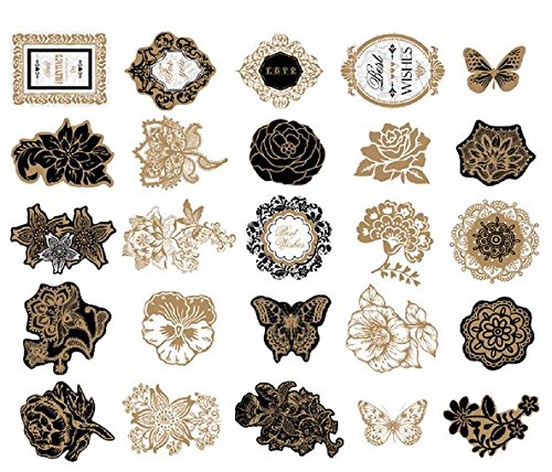 Woodmin Ephemera Pack Vintage Scrapbook Supplies Aufkleber Die-Cut Papier Pack Hinweis und Tag Die Schnitte (25 Stück, SD019)