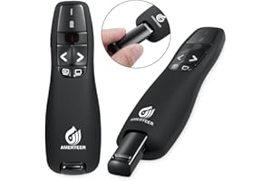 AMERTEER Presentation Clicker for PowerPoint, Wireless Presenter Remote 2.4GHz PowerPoint Clicker with USB Receiver Flip Pen