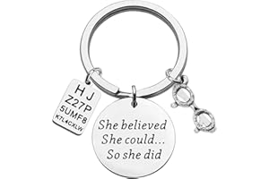 BAUNA Optometrista regalo She Believed She Could So She Did portachiavi Eye Doctor regalo Optometrista gioielli di laurea, 2.5*2.5cm, Metallo,