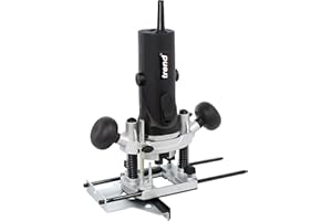 Trend T4 1/4 Inch Variable Speed Workshop Router and Kitbox, Perfect for Hinge Cutting, Timber Profiling & Hand Carving, 850W 115v T4ELK, Black