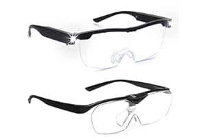 SKYWAY Occhiali con lente di ingrandimento con luce, 2,0 x ricaricabili a LED, anti-luce blu, lenti a mani libere, per lettura, gioielli, hobby e lavori ravvicinati, confezione da 2