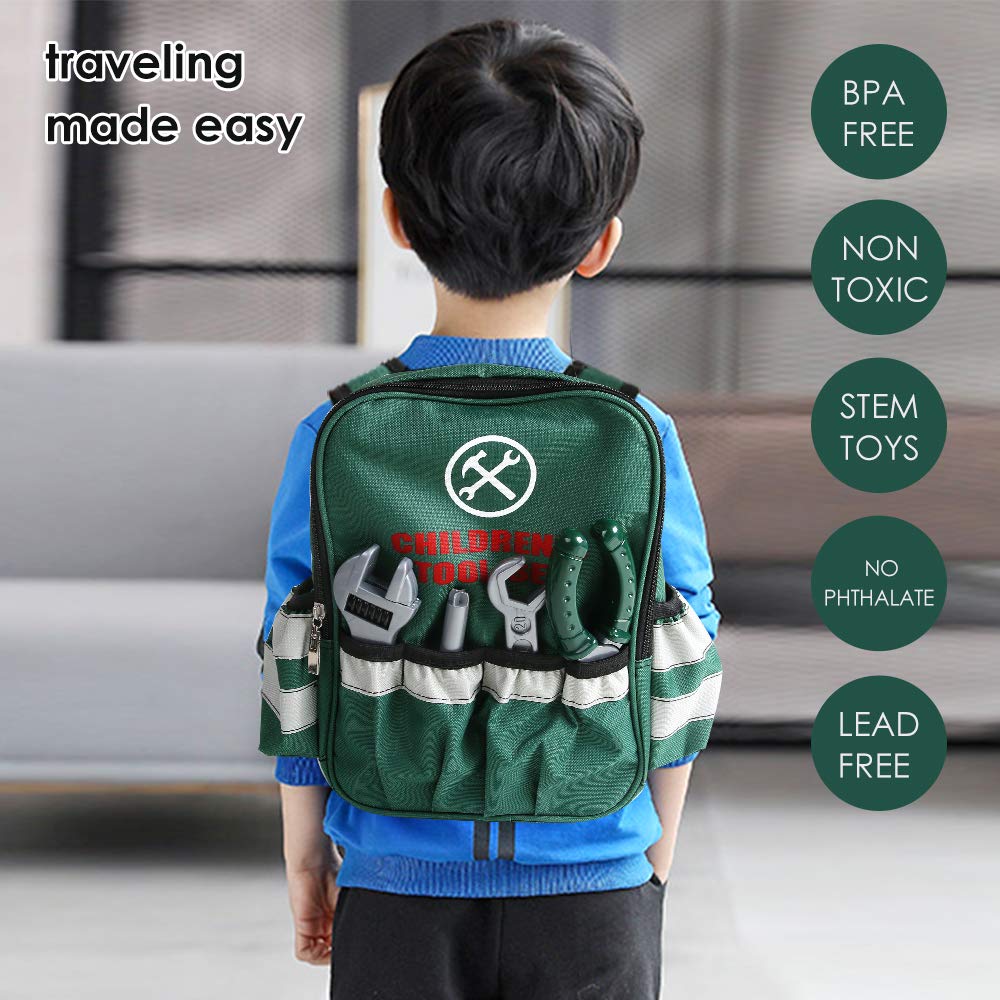 BeebeeRun-27-Pices-Jouet-Outils-Jeu-dimitation-Outil-de-Rparation-Jouet-avec-Sac--Dos-de-Rangement-Perceuse-Electrique-Jouet-Educatif-Enfant-Garon-Fille-456-Ans