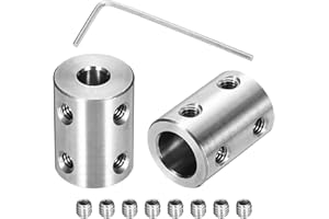 sourcing map Rigid Screw Coupling 6mm to 10mm Shaft Coupler Connector L22mm x D16mm Steel Joint Connector Rigid Coupling Set for 3D Printers DIY Encoder with 16 Screws & Hex Wrench, 4 Pcs