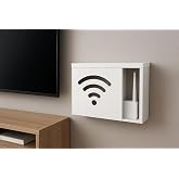 Ahşap Modem Saklama Kutusu Dekoratif WiFi Saklama Kutusu Demonte 35 X 40 cm S&uuml;rg&uuml;l&uuml; Kapak Wi-Fi Desenli