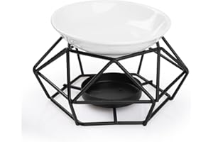 Bighan Diffusore di Oli Essenziali in Metallo, Bruciatore di Cera, Brucia Essenze Ceramica, Nero
