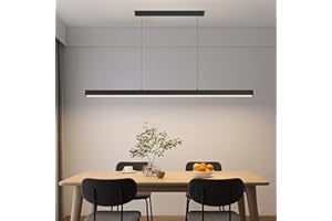 Mikeru 120CM Modern Kitchen Pendant Light, Linear LED Dining Lights with Remote Control (Without Batteries) 10%-100% Adjustable Hanging Lamp 3000K/4500K/6000K for Restaurant Office