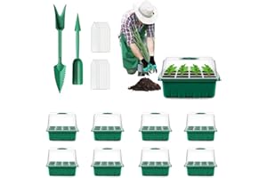 HIQE-FL Setzling Starter Tabletts,8 Stück Zimmergewächshaus Anzuchtkasten,Gewächshaus Anzucht,Mini Gewächshaus Anzucht Set,Anzuchtschale Mit Deckel