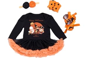 BabyPreg Il mio Primo Costume di Halloween per Neonati Costume da Zucca per Il Ringraziamento Bambino della Bambina
