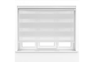 Caecus White Day Night Zebra Roller Blind Dual Layer Fabric Aluminium Rail Easy Fit Home Office Bedroom Kids Room Easy Fit 110cm Width