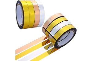 Grevosea 4 rolki, artystyczna taśma graficzna, dekoracyjne metaliczne lustro zestaw taśm Washi, samoprzylepna taśma maskująca do samodzielnego wykonania, scrapbookingu, pakowania prezentów, 10 mm x 20 m (złoty, srebrny, różowe złoto)
