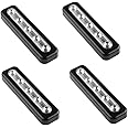 WeFoonLo Pack of 4, DIY Stick-on 5 LED Touch Tap Lights Battery-Powered Push Night Light for Closets, Cabinets, Cupboard, Hallway, Stairs, Attics, Garages, Car, Sheds, Storage Room (Black)