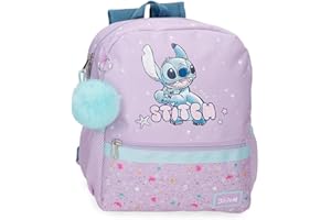 Joumma Disney Lovely Stitch Mochila escolar mochila infantil fabricada en Poliéster, Tirantes anchos y ajustables que se adaptan, bolsillo frontal.