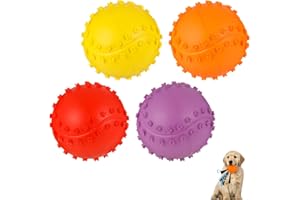 umorismo 4Pack Hundespielzeug Bälle Squeaker Ball Hund,Langlebiges Naturkautschuk Hund Fuball,Quietschball Hund,Kauspielzeug Für Kleine&Groe Hunde