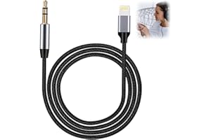 Seefey Prise Jack pour iPhone,Cable Auxiliaire Voiture Compatible avec iPhone 14/13/12/11/XS/XR/8/7/iPad/SE/Pro,Adaptateur Jack avec Cable Aux 1 Mètre 3.5mm Mâle
