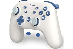 PXN P50L Wireless Switch Controller - Makro-Tasten, Turbo, APP Tool, 6-Achsen-Gyroskop, Wach auf, Vibration, Switch Pro Controller für Switch Lite | OLED & PC, iOS - Weiß