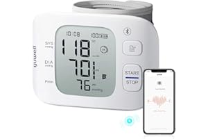 yuwell Misuratore di Pressione da Polso Intelligente, con Connessione Bluetooth, Sfigmomanometro Elettronico con Sensore di Irregolarità Battito Cardiaco, Batteria Ricaricabile(YE8800AR)
