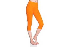 MITAAMI High Waisted 3/4 Lenght Cropped Cotton Pants - Non See Through Capri Leggings Tummy Control Panel Active Pants - Casual Stretchy Sport Gym Yoga Leggings