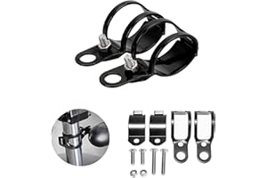 ANKI HAPPIGO ANKIA 1 Pair Universal Metal Motorcycle Turn Signal Indicator Light Bulb Lamp Mounting Brackets Clamp Holder Support for 30-45mm Front Fork Accessories (Turn Signal Brackets-Black)