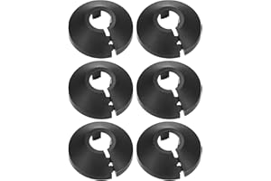M METERXITY 6-Pack Pipe Cover Decoration, Suit for 12mm Outer Diameter Flange Water Pipe Escutcheon Water Pipe Drain Line Cover for Radiator Pipe/Water Drain Tube [Black]