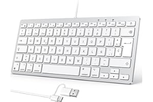 OMOTON Teclado con Cable para Mac, Teclado con conexión Dual (Type C/USB), Teclas silenciosas y conexión Estable, Compatible con Mac, iMac, Mac Mini
