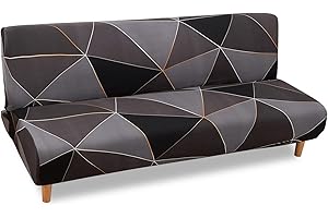 Lydevo Copridivano 3 Posti Senza Braccioli Elasticizzato Universale, Copridivano Letto Pieghevole Clic Clac Lavabile Rimovibile Estraibile, Fodera per Divano Futon per Soggiorno Casa,Quadrato Nero
