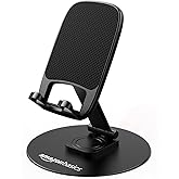 amazon basics Rotatable and Foldable Tabletop Mobile Stand with Stable Metalic Round Base, Multiple adjustments of Height and