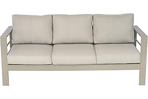 GARDEN STORE DIRECT Wisteria Lane Modern Outdoor Patio Aluminium Furniture Set,Four Colourways, with Sofa, Chairs, Loveseats and Coffee Table, Perfect for any garden (Champagne/Beige, 3 Seat Sofa)