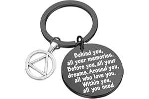 FEELMEM Sobriety Gift Keychain Addiction Recovery Gift Behind You All Memories Before You All Your Dream AA Alcoholics Anonymous Warrior Recovery Gift New Beginnings Gift