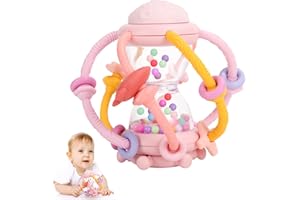 Venditer Montessori silikonowa grzechotka dla niemowląt, sensoryczna grzechotka dla niemowląt, silikonowa zabawka motoryczna