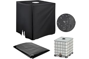 Timisea Water Tank Protective Cover IBC Tote Cover Foil Cover Sun Protective Hood 1000L 275 Gallon protective cover protective hood for IBC tank container rain water tank(Black)